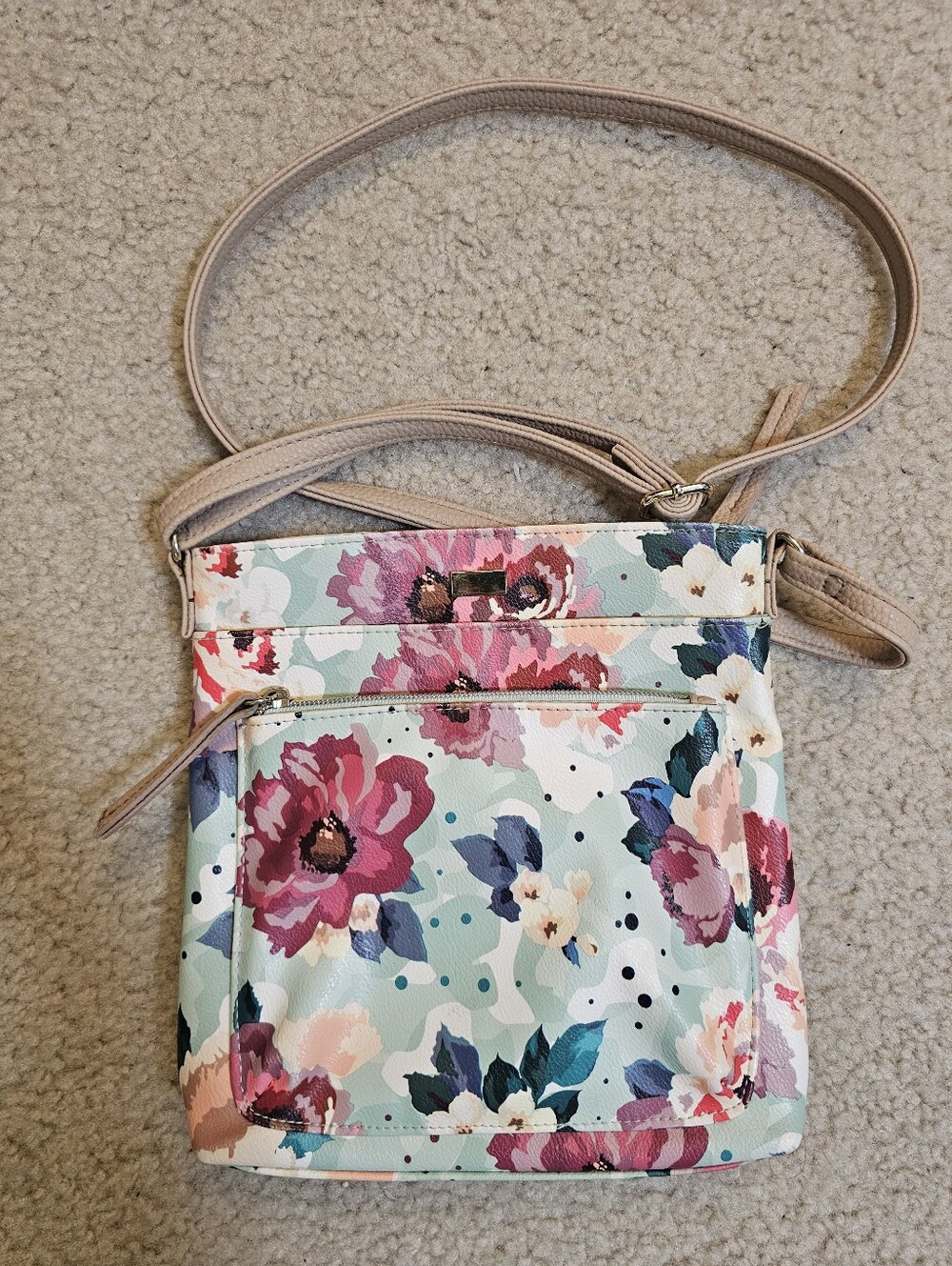 Women’s Floral Crossbody Bag in Mint and Pink
